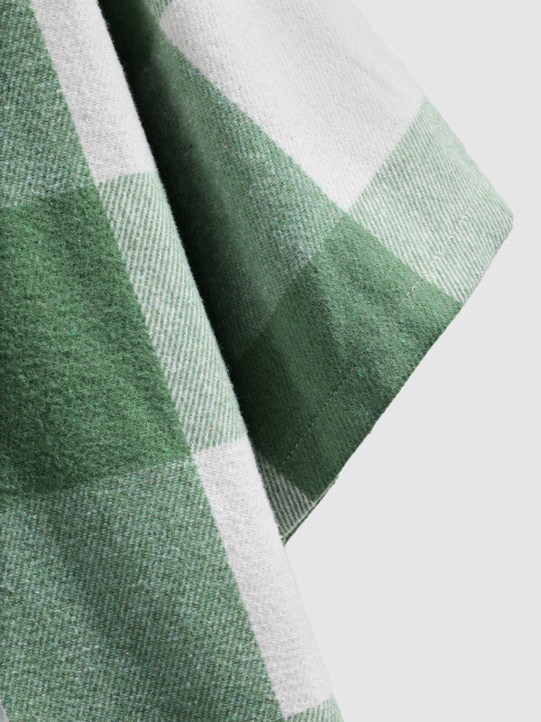 Casual Short Sleeve Shirt for Men in Wool Blend with Checkered Pattern