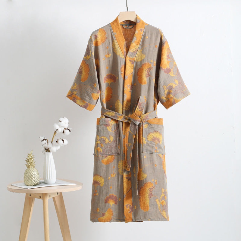 Pure Cotton Gauze Breathable Robe by Ownkoti - Comfortable and Lightweight Lounge Wear