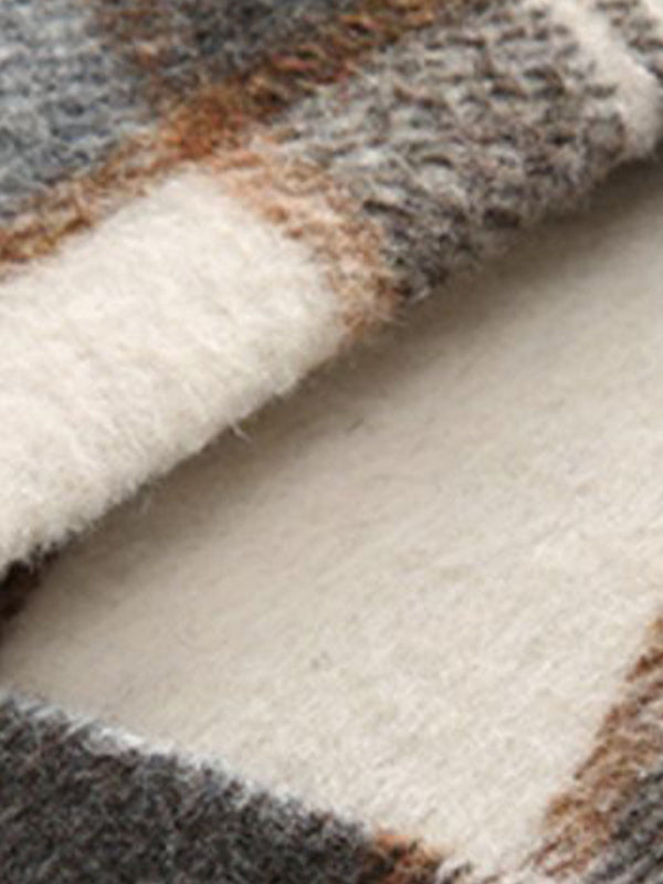 Elegant Plaid Wool Blend Blazer