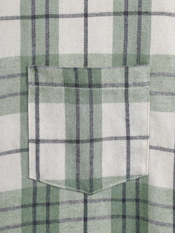 Casual men's plaid wool-blend shirt, trendy slim fit