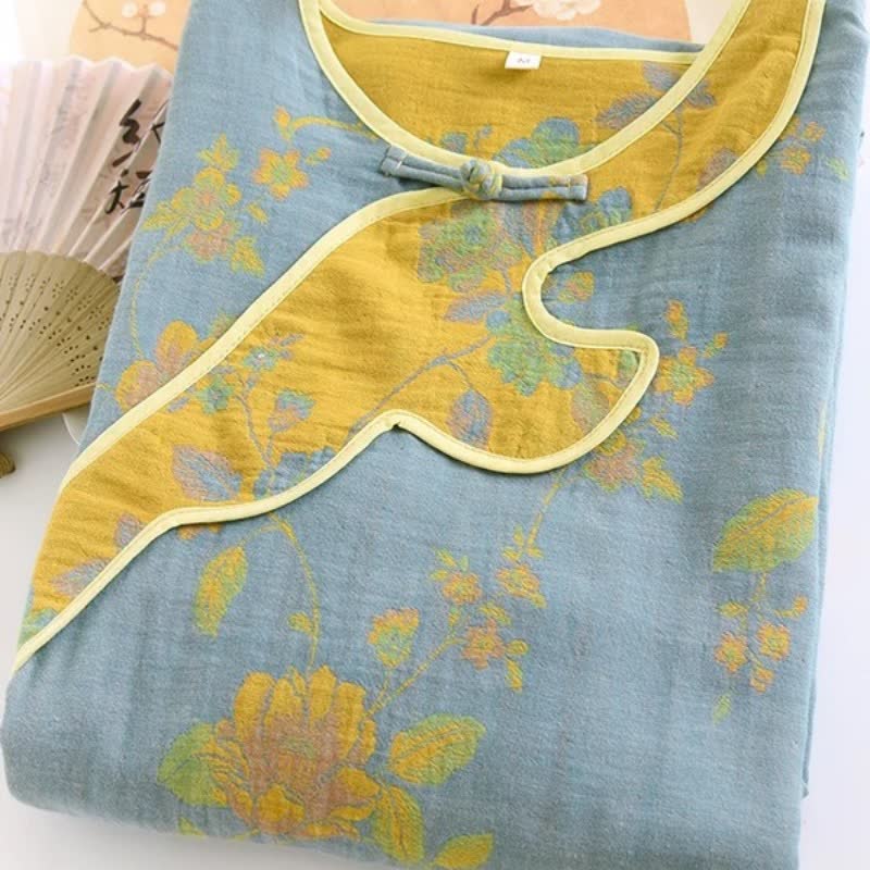 Ownkoti Elegant Pure Cotton Muslin Nightdress with Floral Patterns and Loose Fit