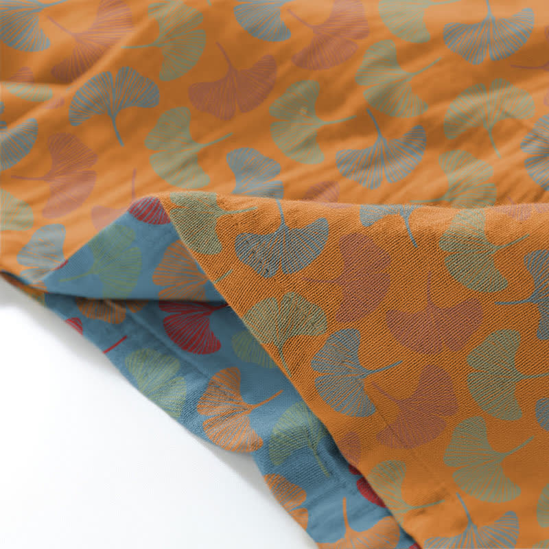 Ownkoti Ginkgo Leaves Cotton Kimono Loungewear Set for Ultimate Comfort