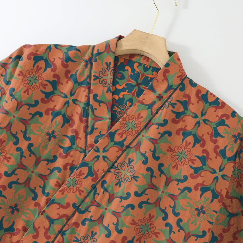 Ownkoti Geometric Pattern Cotton Kimono Lounge Wear Set