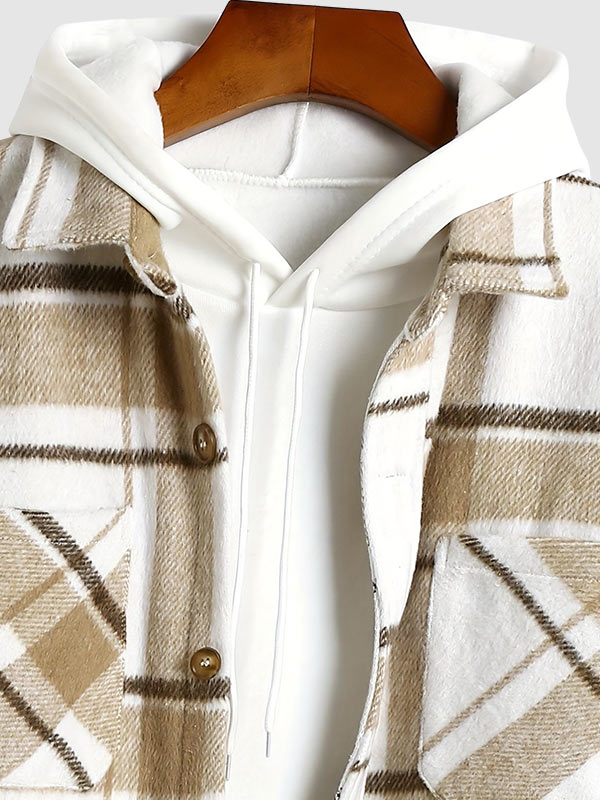 Casual Men's Embroidered Shirt in Plaid Wool Blend