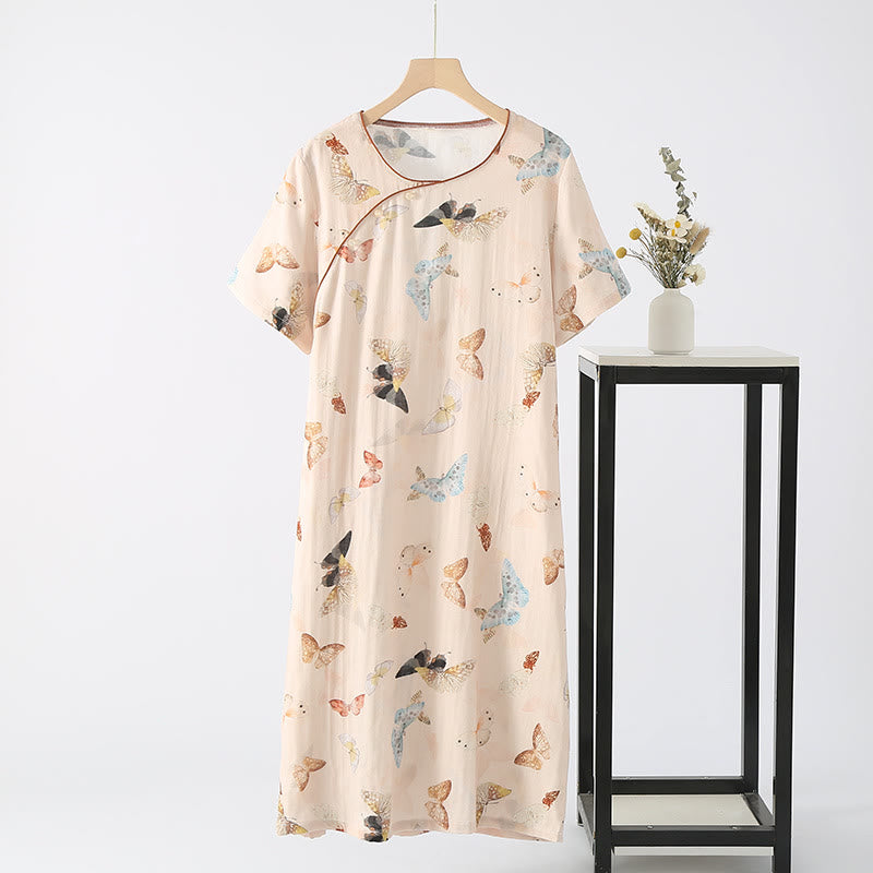 Bamboo Nightwear with Rural Butterfly Pattern for Summer