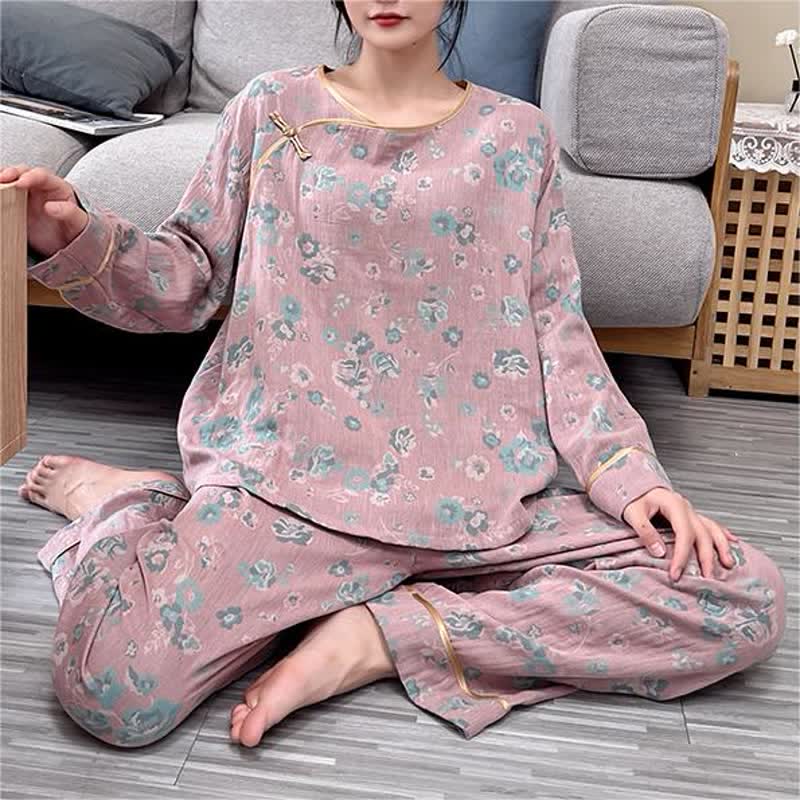 Ownkoti Plus-Size Peony Cotton Pajama Set for Comfortable and Stylish Lounging