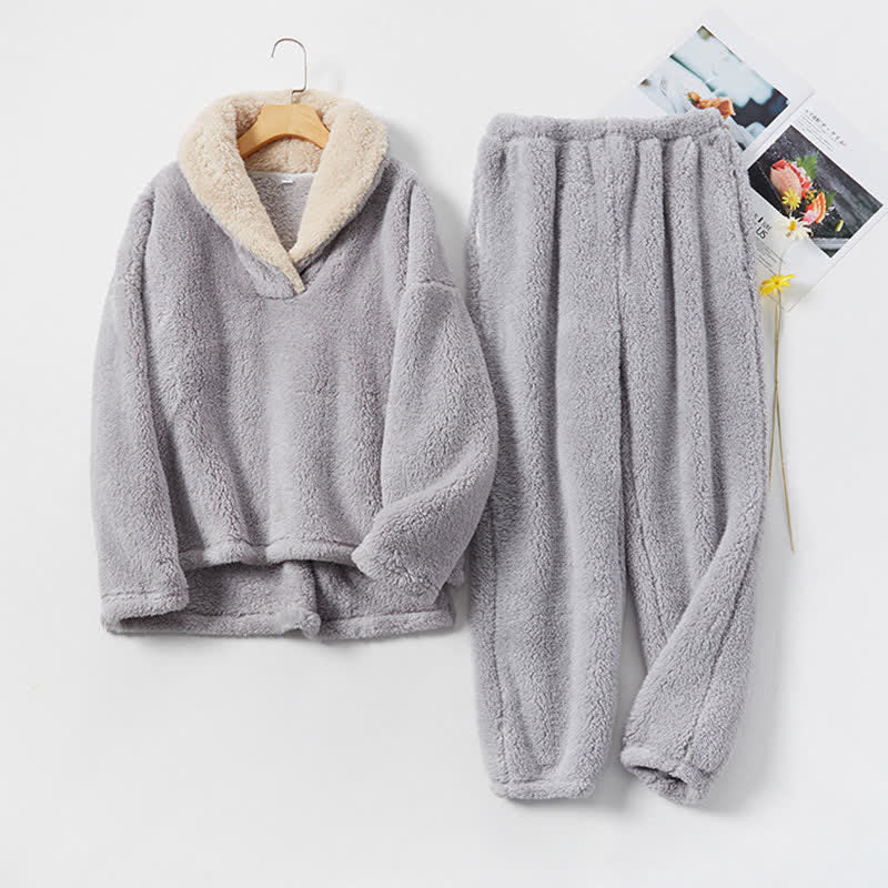 Ownkoti Cozy V-Neck Winter Lounge Set for Warm Comfort