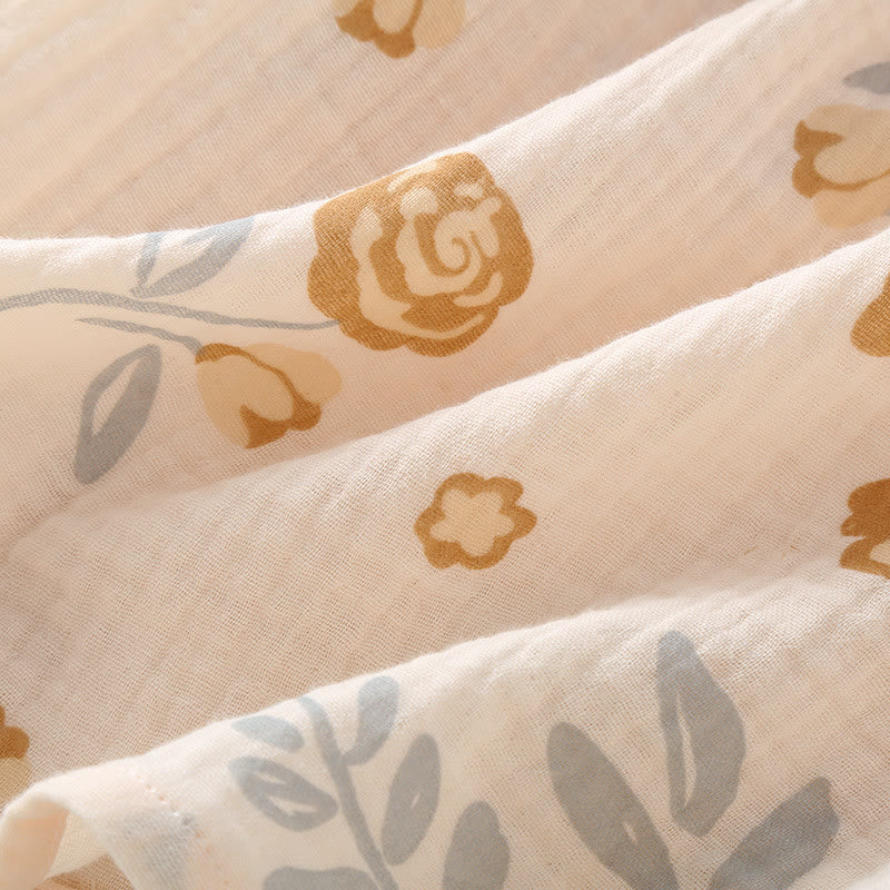 Boho Chic Rustic Rose Cotton Gauze Pajama Set for Ultimate Comfort