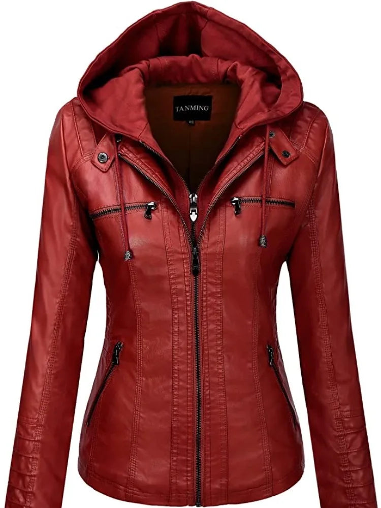 Stylish Hooded Leather Jacket