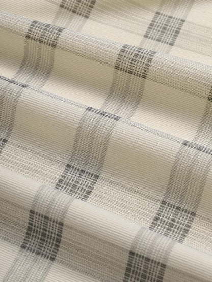 Men's corduroy plaid shirt with buttons and short sleeves