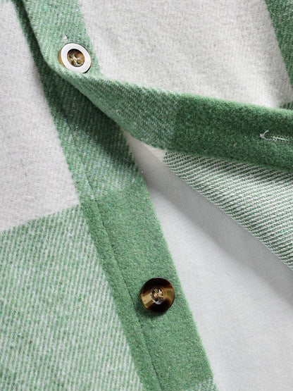 Casual Short Sleeve Shirt for Men in Wool Blend with Checkered Pattern