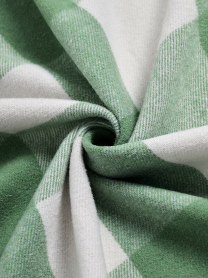 Casual Short Sleeve Shirt for Men in Wool Blend with Checkered Pattern