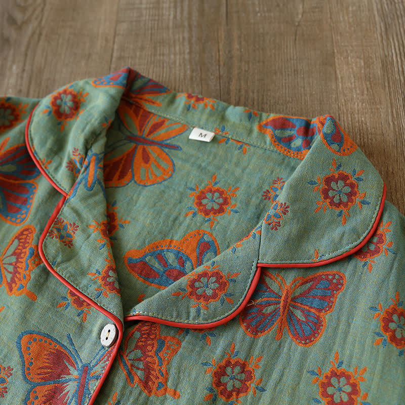 Ownkoti Charming Cotton Relaxation Set with Vintage Butterfly Print