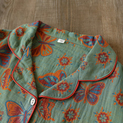 Ownkoti Charming Cotton Relaxation Set with Vintage Butterfly Print