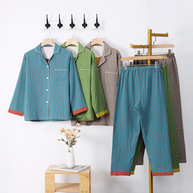 Ownkoti Women's Checked Jacquard Cotton Loungewear Set for Comfort and Style