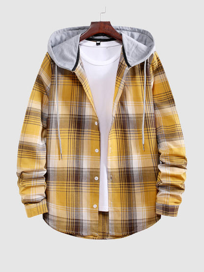 Men's Thin Checkered Shirt with Hood