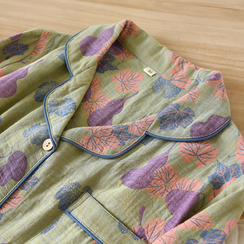 Ownkoti Elegant Cotton Jacquard Pumpkin Pattern Lounge Set