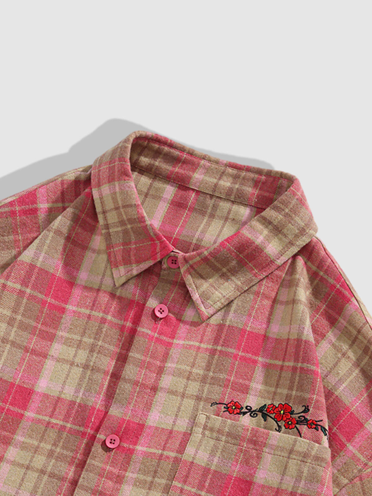 Casual men's plaid wool and cotton shirt with buttons and long sleeves