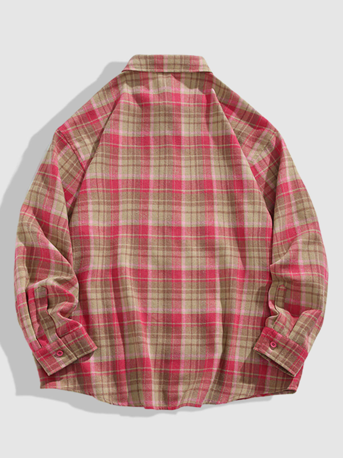 Casual men's plaid wool and cotton shirt with buttons and long sleeves