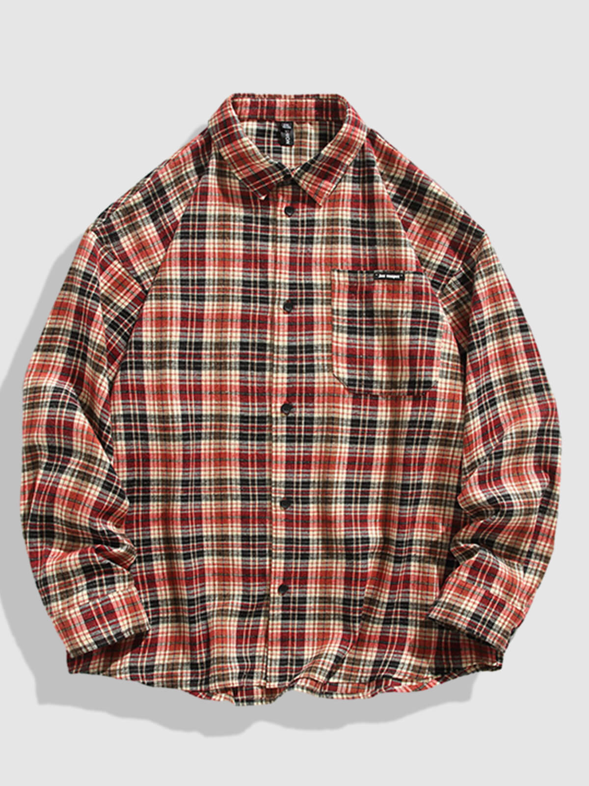 Men's Classic Casual Checkered Shirt with Pockets and Long Sleeves