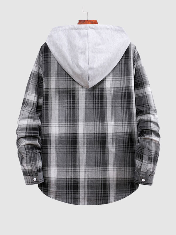 Men's Thin Checkered Shirt with Hood