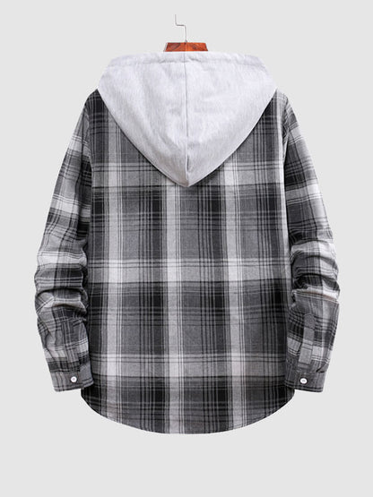 Men's Thin Checkered Shirt with Hood