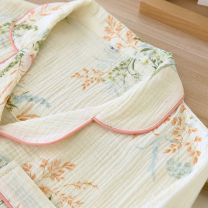 Ownkoti Ultra Comfort Pure Cotton Rural Lapel Loungewear Set for Relaxed Style