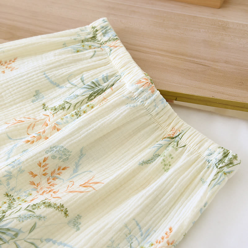 Ownkoti Ultra Comfort Pure Cotton Rural Lapel Loungewear Set for Relaxed Style