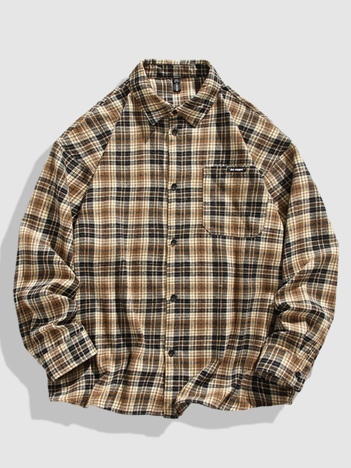 Men's Classic Casual Checkered Shirt with Pockets and Long Sleeves