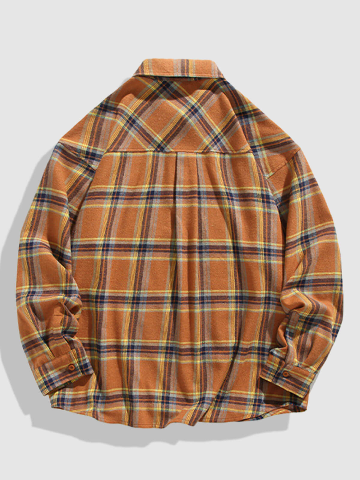 Casual men's plaid shirt with pocket and buttoned long sleeves