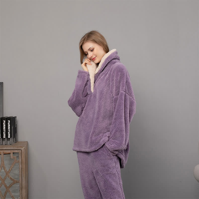 Ownkoti Cozy V-Neck Winter Lounge Set for Warm Comfort