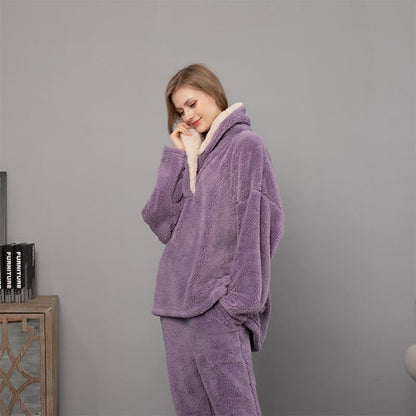 Ownkoti Cozy V-Neck Winter Lounge Set for Warm Comfort