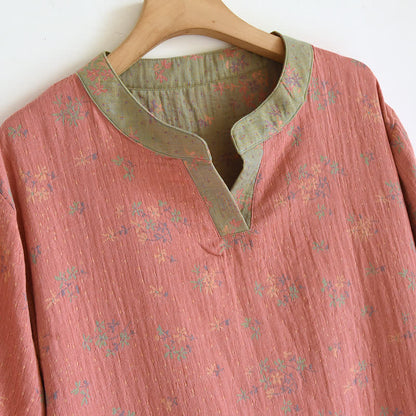 Ownkoti Women's Natural Floral Pattern V-Neck Soft Cotton Nightwear