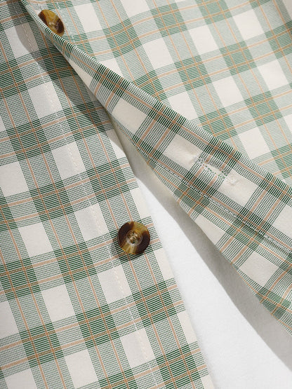 Classic plaid casual men's shirt with buttons and long sleeves