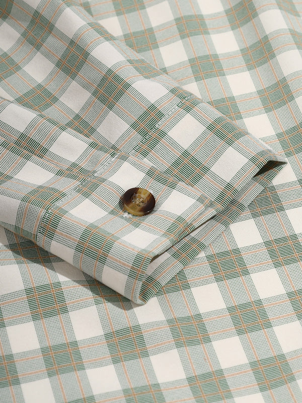 Classic plaid casual men's shirt with buttons and long sleeves