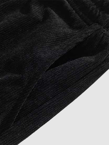 Casual Classic Plaid Outfit for Men with Plush Faux Fur Jacket and Corduroy Pants