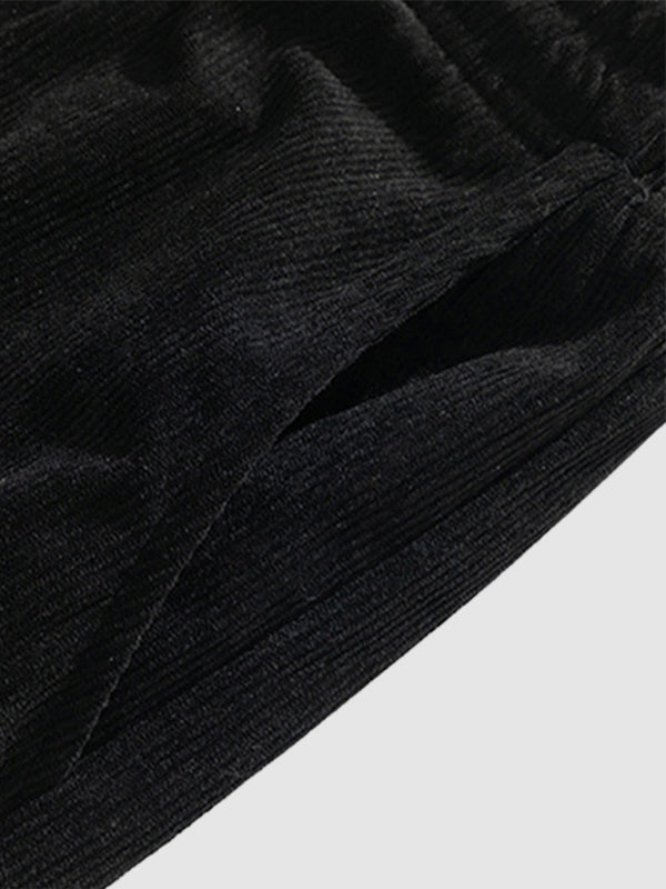 Men's Stylish Plaid Hooded Wool Blend Shirt Jacket with Corduroy Casual Pants