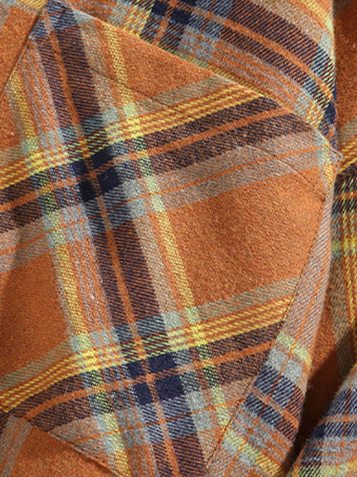 Casual men's plaid shirt with pocket and buttoned long sleeves