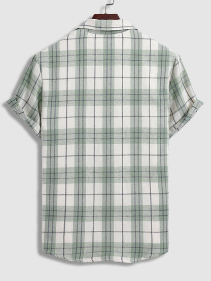 Casual men's plaid wool-blend shirt, trendy slim fit