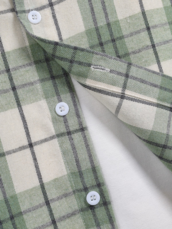 Casual men's plaid wool-blend shirt, trendy slim fit