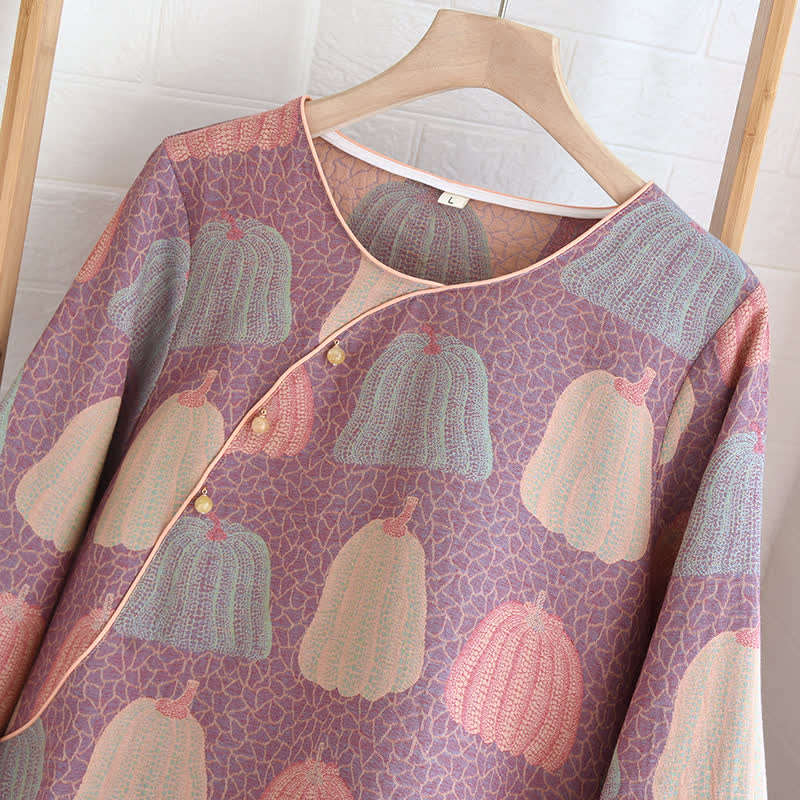 Pure Cotton Rural Pumpkin Style Pajama Set, Comfortable and Soft, Casual and Fashionable