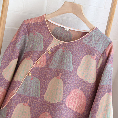 Pure Cotton Rural Pumpkin Style Pajama Set, Comfortable and Soft, Casual and Fashionable