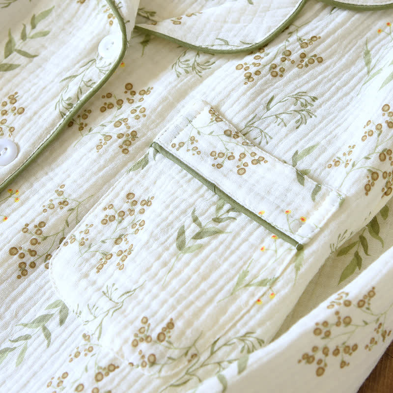 Ownkoti Floral Cotton Double Gauze Pajama Set - Comfortable & Stylish Sleepwear