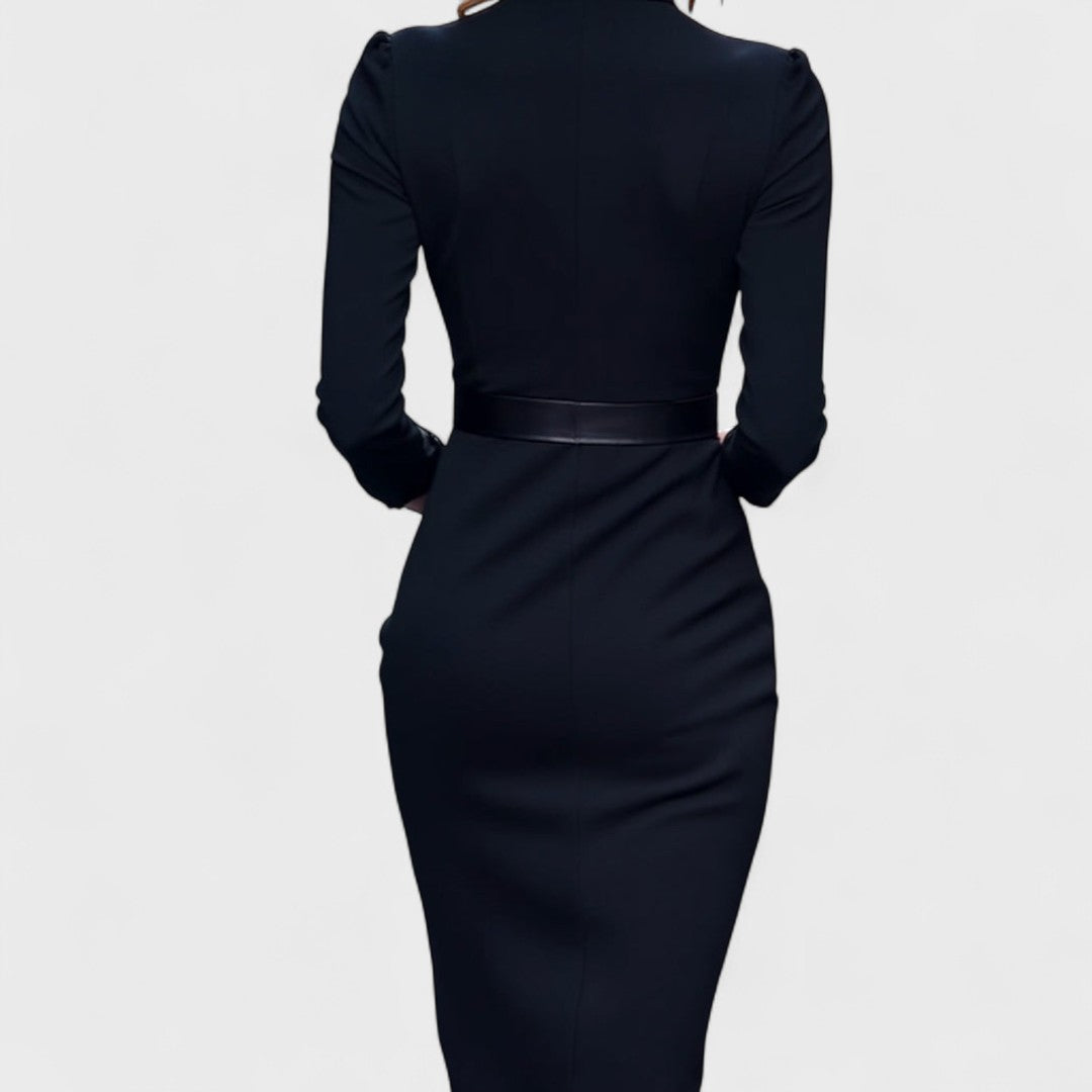 Avero | Elegant dress with belt and collar