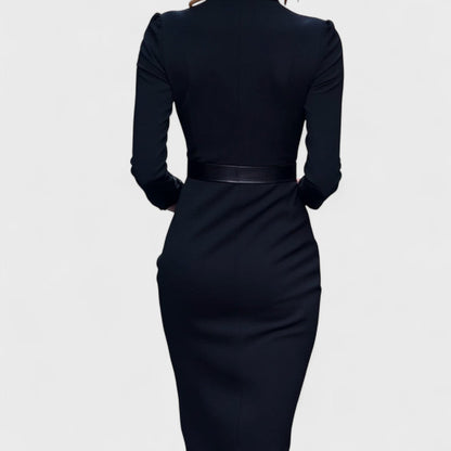Avero | Elegant dress with belt and collar