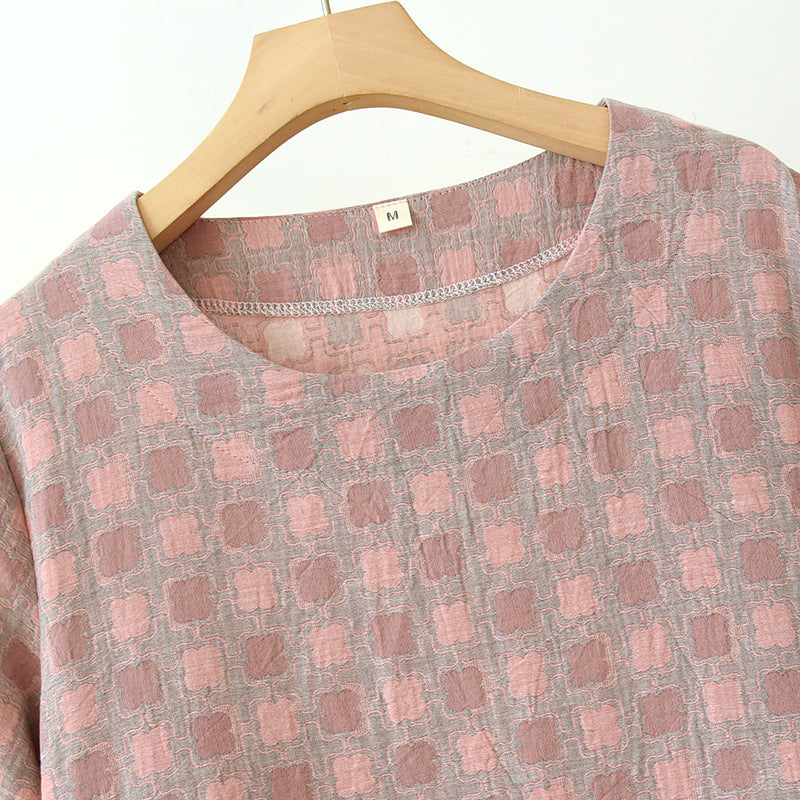 Ownkoti 100% Cotton Jacquard Nightgown with Colored Stripes for Ultimate Comfort