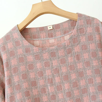 Ownkoti 100% Cotton Jacquard Nightgown with Colored Stripes for Ultimate Comfort