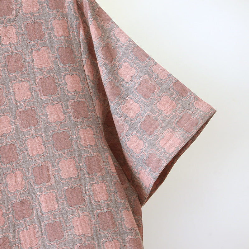 Ownkoti 100% Cotton Jacquard Nightgown with Colored Stripes for Ultimate Comfort