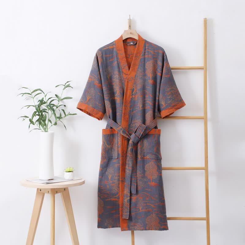Ownkoti Cotton Gaze Lightweight Natural Style Bathrobe