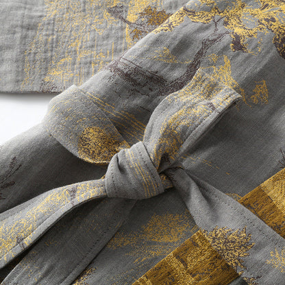 Ownkoti Double Layer Pure Cotton Breathable Retro Kimono Bathrobe